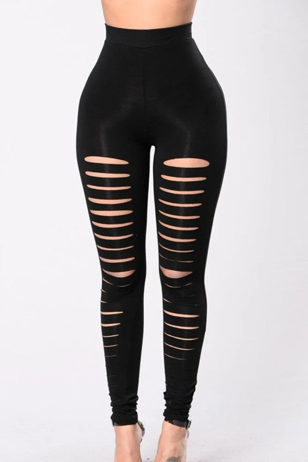 Legging noir troué sale