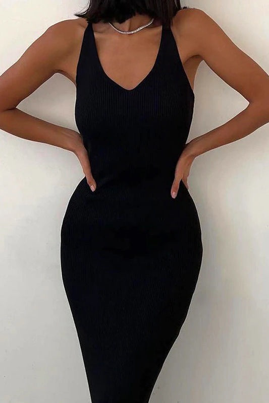 Robe noire droite chic hot sale