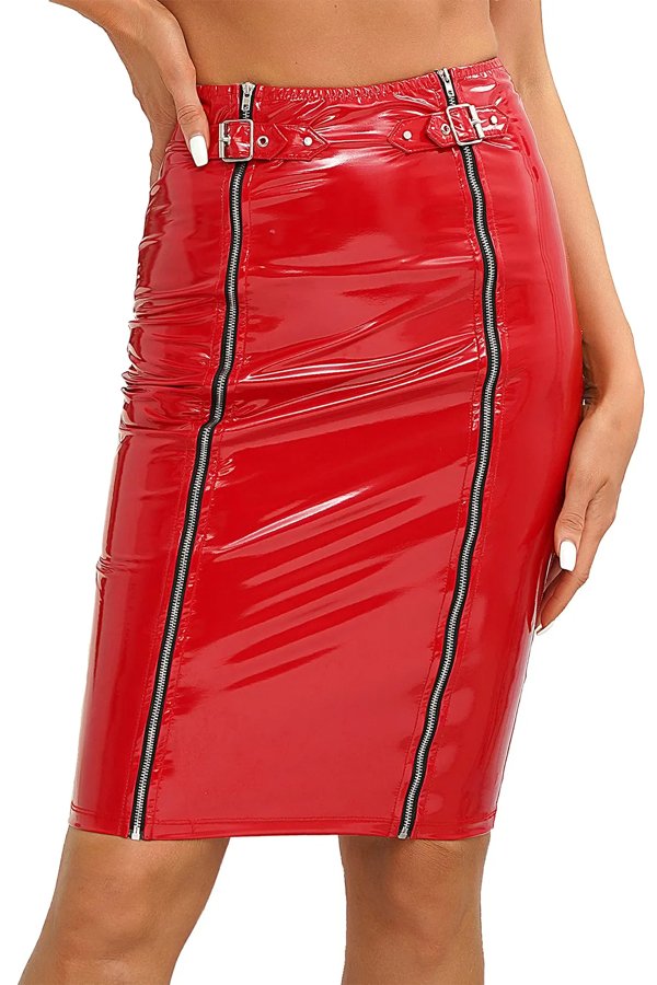 jupe rouge mi longue sexy