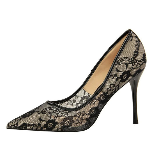 Escarpins Dentelle Florale Sexy