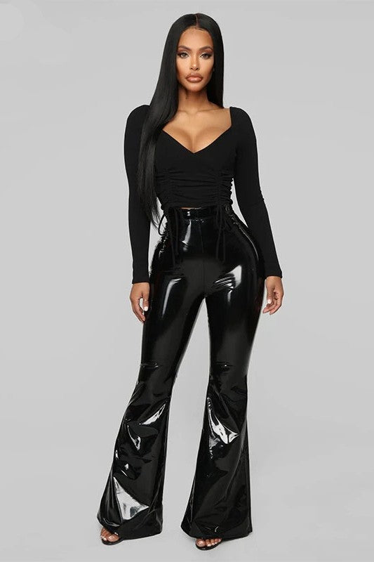 pantalon femme noir sexy cuir