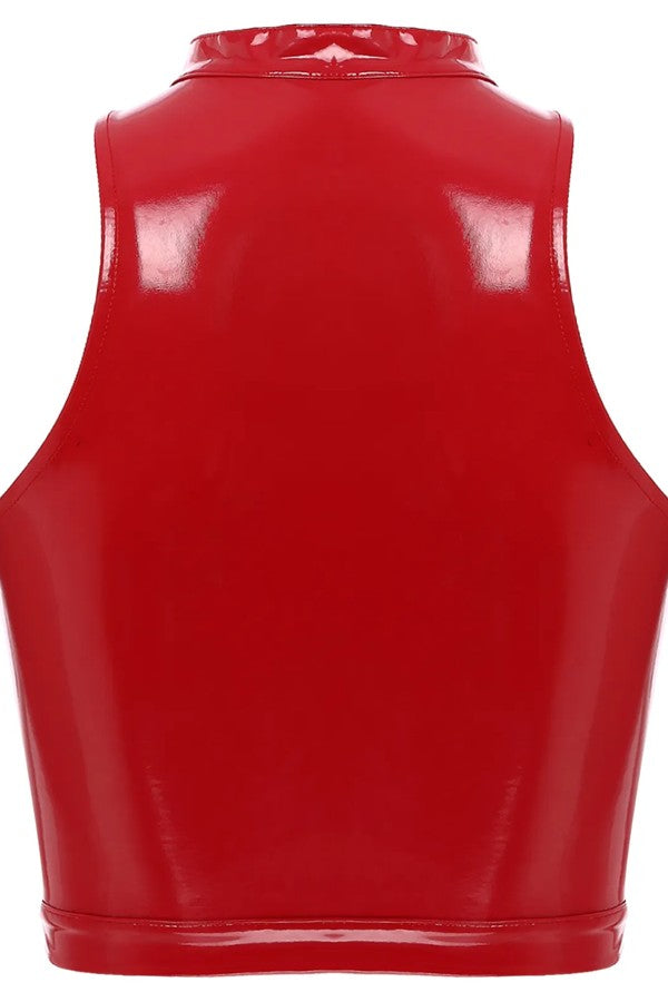petit top sexy rouge cuir