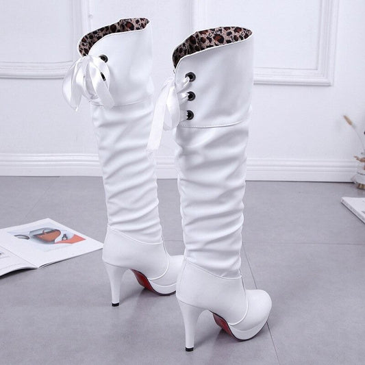 bottes cuir sexy blanches