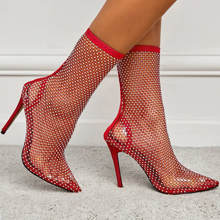 chaussures transparentes sexy rouges