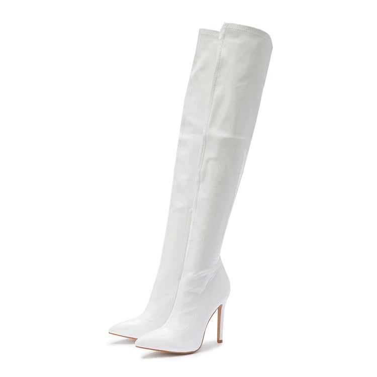 cuissardes sexy talons hauts blanches femme