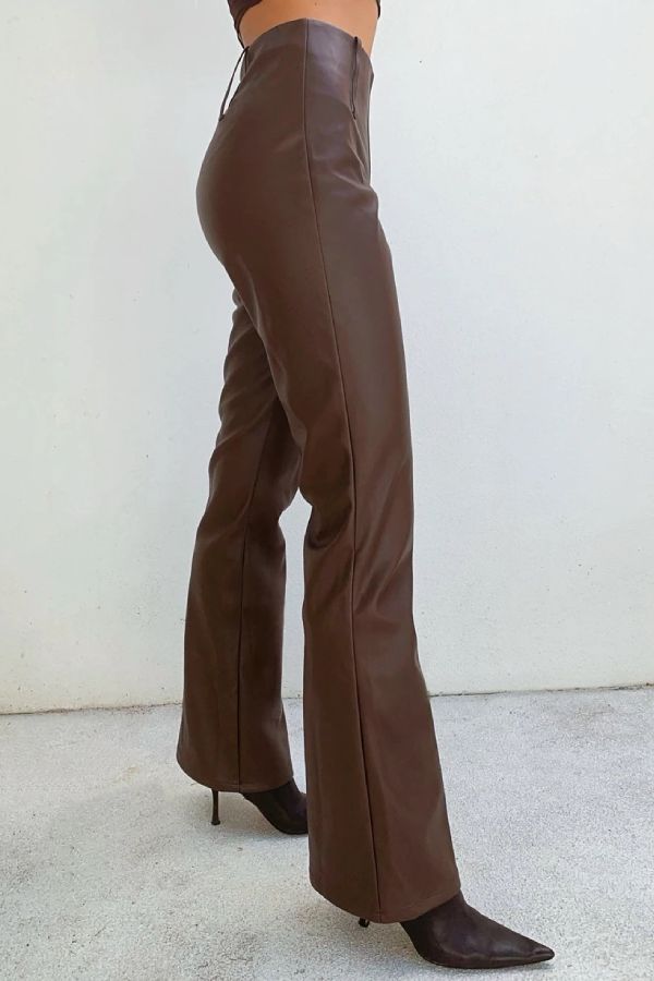 Pantalon cuir marron femme hot sale