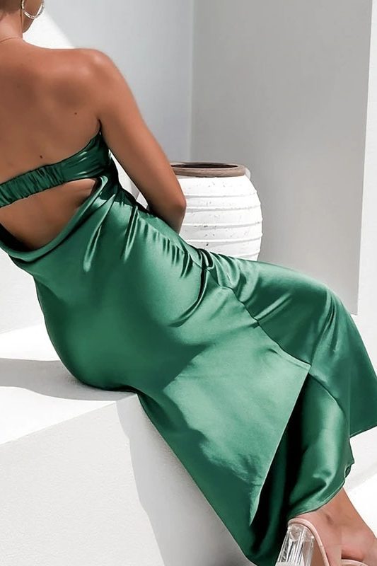 robe de soirée ultra sexy verte femme