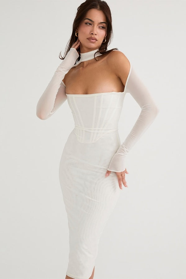 robe fourreau sexy blanche