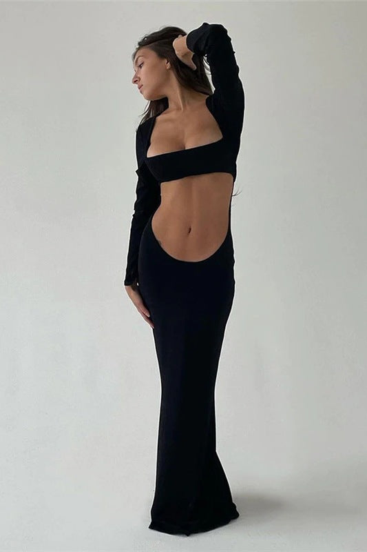 robe longue décolleté noire