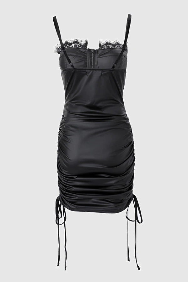 robe sexy faux cuir noire